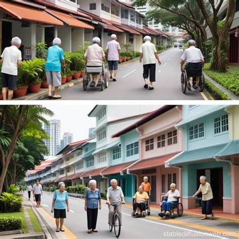 Elderly Activities in Singapore Neighborhoods | Stable Diffusion Online