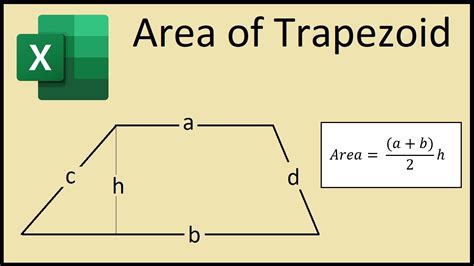 How To Find The Area Of Trapezoid In Excel Youtube