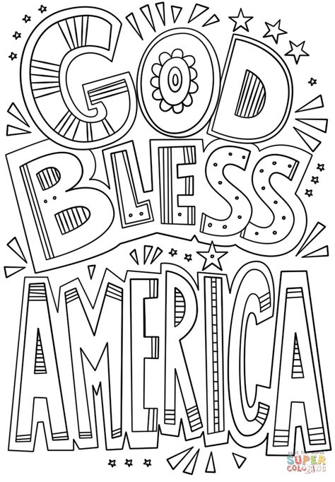 God Bless America Doodle coloring page | Free Printable Coloring Pages