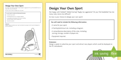 PE Cover Lesson Design Your Own Sport Worksheet Worksheet