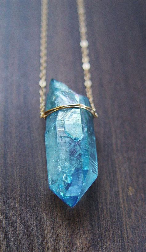 blue crystal necklace | Blue crystal necklace, Crystal necklace, Aqua ...