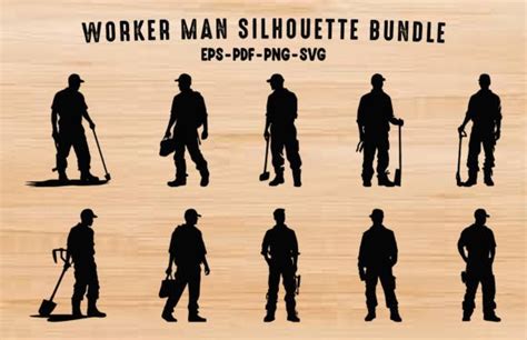 Working People Black Silhouette Clipart Bundle Designs Graphics