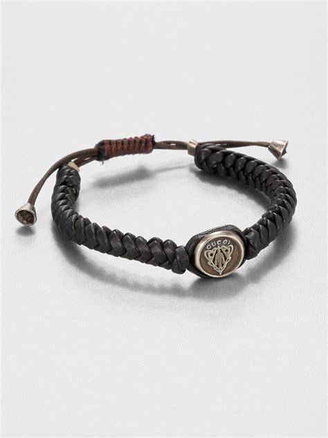 Gucci Woven Leather Bracelet In Brown For Men Lyst