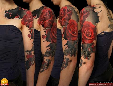 Rose Wrap Around Tattoo Sleeve Designs Flower Tattoo Sleeve Half