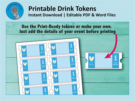 Printable Drink Tokens Editable Drinks Tickets Etsy