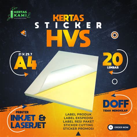 Jual Stiker HVS Doff A4 Isi 50 Lembar LINTEC Kertas Sticker HVS Matte