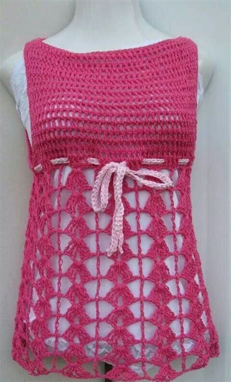 Fancy Style Crochet Knitting Pattern Of Sleeveless Blouses Design For