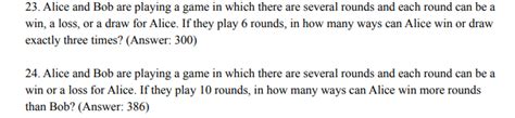 Solved 23. Alice and Bob are playing a game in which there | Chegg.com