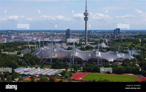 Olympic Stadium at Munich Olympic Park - aerial view Stock Photo - Alamy