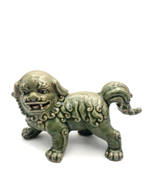 Chien Foo En Porcelaine Vert C Ladon