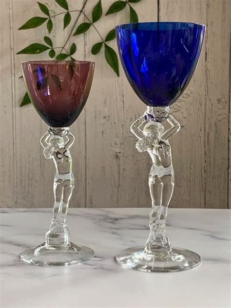 Cambridge Nude Stem Statuesque Amethyst True Wine Glass Etsy