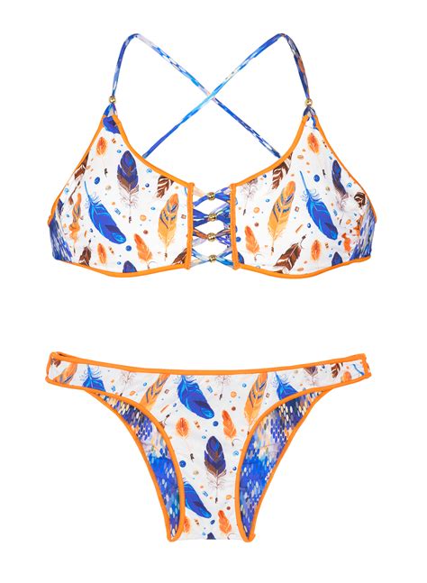 Bikini Mit Federmotiv Umkehrbares Unterteil Thrill Bikini Brasil Shop