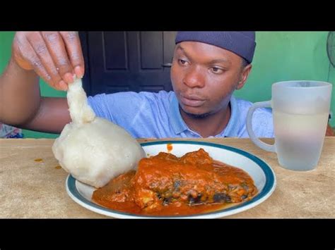 ASMR Fufu With Fish Pepper Soup Mukbang Cow Skin African Delicious