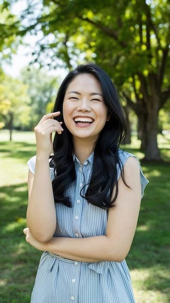 People and emotions concept happy asian woman laughing and smiling ...