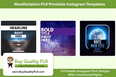 Manifestation Plr Printable Instagram Templates