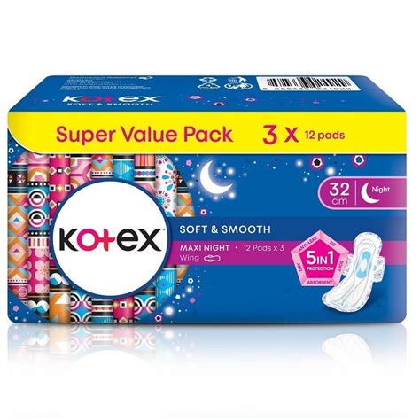 Kotex Soft And Smooth Overnight Wing 32cm 3 X 12 S Shopee Malaysia