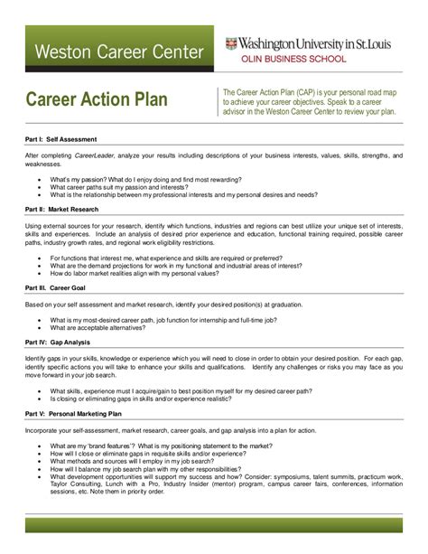 Sample Career Plan Template