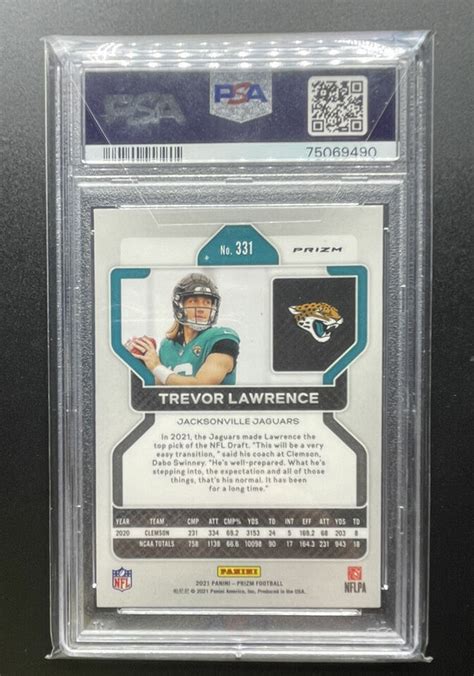 Panini Prizm Trevor Lawrence Orange Lazer Prizm Rc Rookie Psa