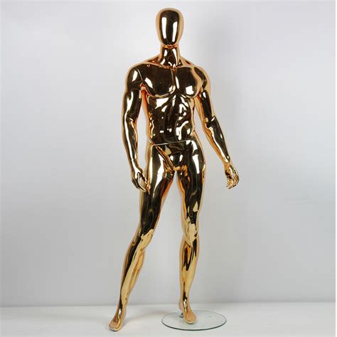 Full Body Gold Chrome Fiberglass Male Mannequin With Egg Head China