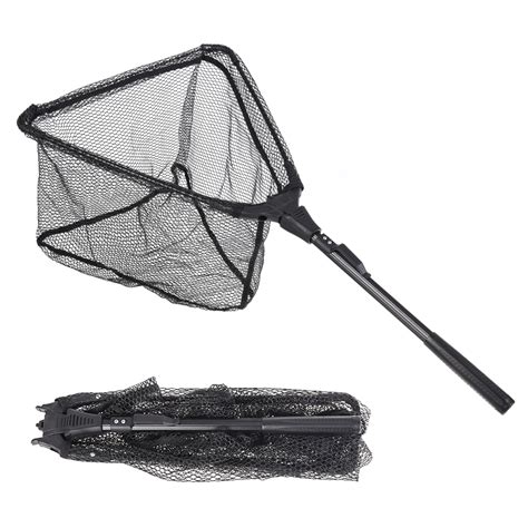 Folding Fish Landing Net Portable Collapsible Triangular Fly Fishing