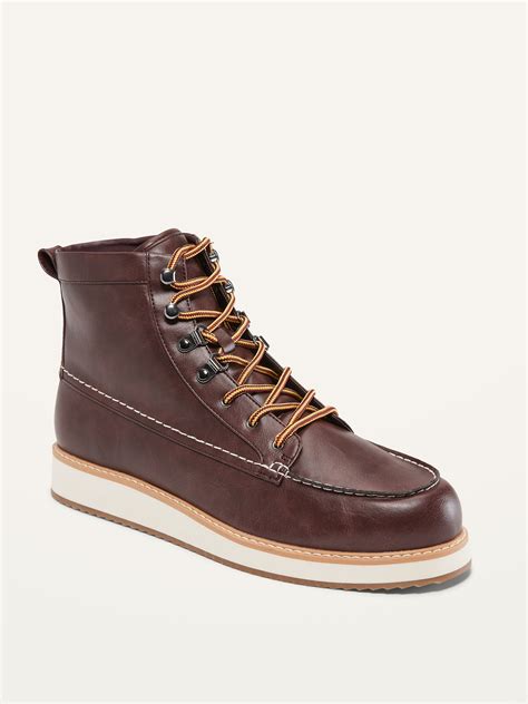 Faux Leather Work Boots Old Navy