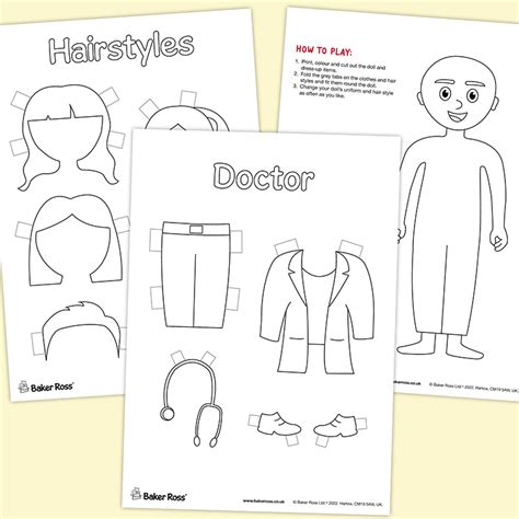 Doctor Dress-up Paper Doll craft activity guide | Baker Ross