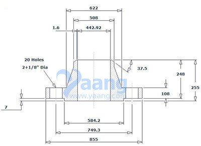 ASME B16 5 A182 F316L Welding Neck Flange Raised Face 20 Inch SCH100