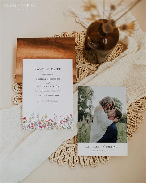 Wildflower Save The Dates Spring Save The Date Template With Photo