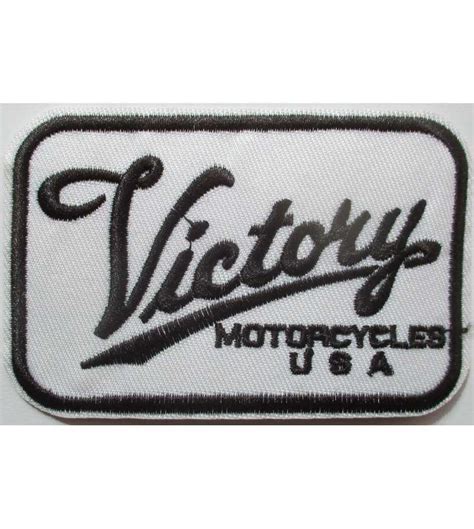 patch victory motorcycle rect blanc 9 x 6 cm écusson thermocollant garage