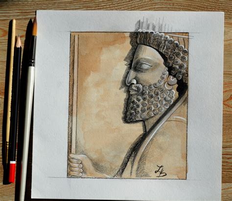 Drawing Assyrian Warrior Assyrian Relief Middle East Art Etsy