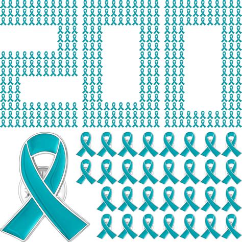 Sasylvia 100 Pieces Teal Ribbon Awareness Lapel Pins Bulk