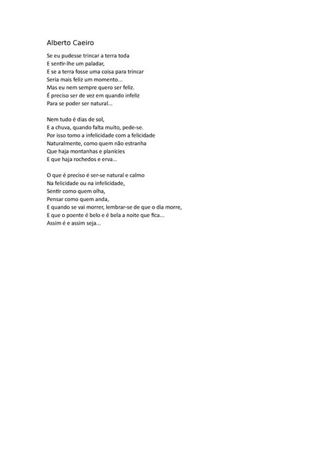 Alberto Caeiro Poemas Alberto Caeiro Se Eu Pudesse Trincar A Terra