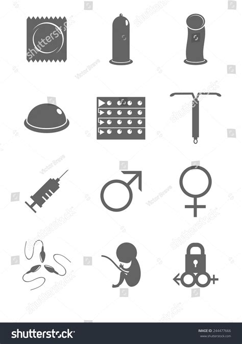 Contraceptives Man Woman Sex Icons Vector Illustration Set Hot Sex