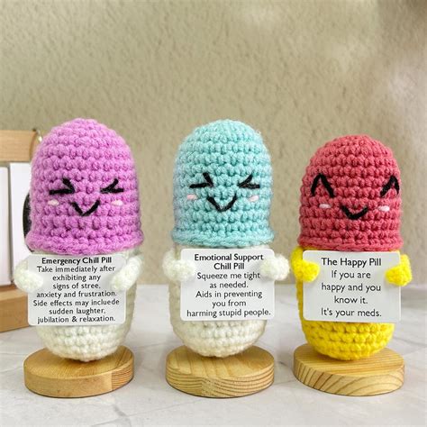 Handmade Crochet Cold Pill, Emotional Support Gift,psychological Health