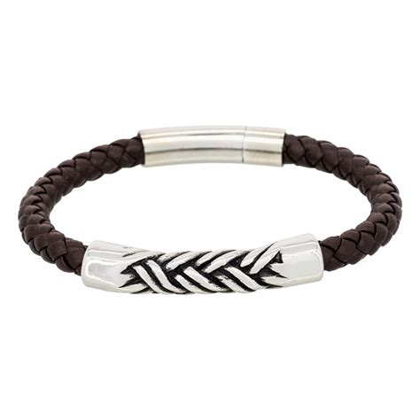 Bracelet tressé cuir et acier pour homme Mes bijoux fr