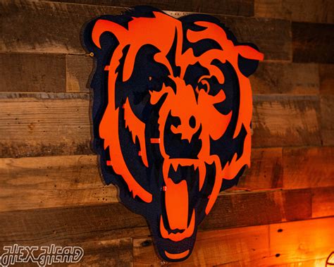 Chicago Bears Roaring Bear 3d Vintage Metal Wall Art Hex Head Art