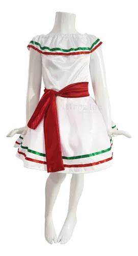 Disfraz Vestido Patrio Niña Tricolor Traje Mexicano Fiestas Patrias