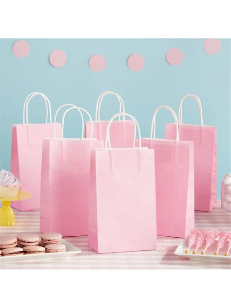 25 Pack Party Pink Gift Bags with Handles for Birthday Party, Goodie ...