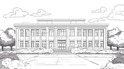 School Building Free School Building Coloring Page In 2020 House