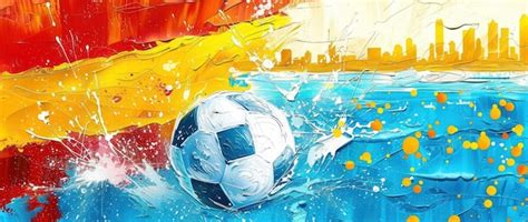 Vibrant Explosion Of Colors Around A Soccer Ball In Abstract Art Form