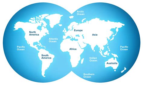 World Map Oceans And Continents