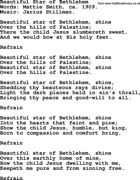 Christmas Hymns Carols And Songs Title Beautiful Star Of Bethlehem