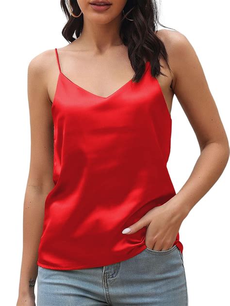 Needbo Womens Silk Satin Tank Tops V Neck Camisole Sleeveless Blouses Basic Tank Shirt Xs 3xl