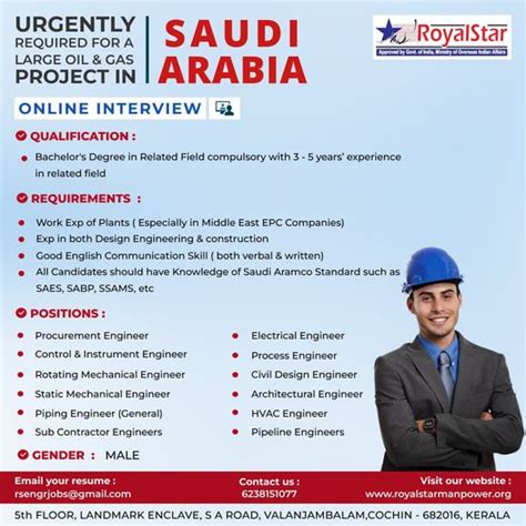 Job Vacancy For A Large Oil And Gas Project In Saudi Arabia