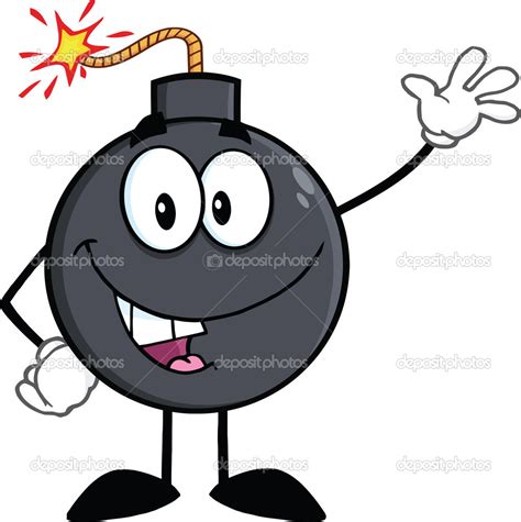 Lustige Bombe Cartoon Charakter winken — Stockfoto © HitToon #44261919