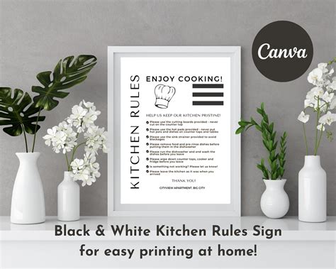 Kitchen Rules Sign Airbnb Kitchen Rules Poster Editable Canva