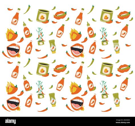 Hot Chili Pepper Sauces Icons Background Design Of Spicy Vegetable And
