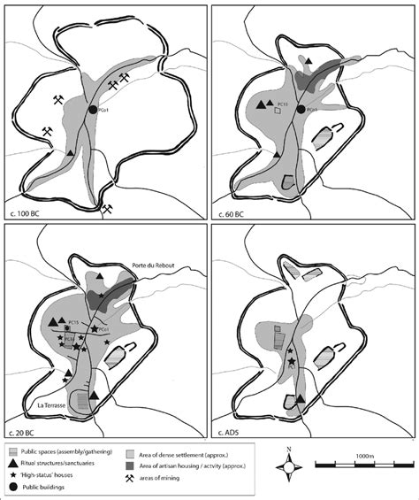 Figure Simplified Plan Of Bibracte And Its Development Over Time