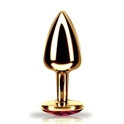 Plug Anal Em Metal Dourado Pedra Decorativa Hard Sex Shop Amor