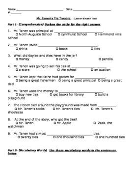 Journey S Lesson Mr Tanen S Tie Trouble Test Second Grade In